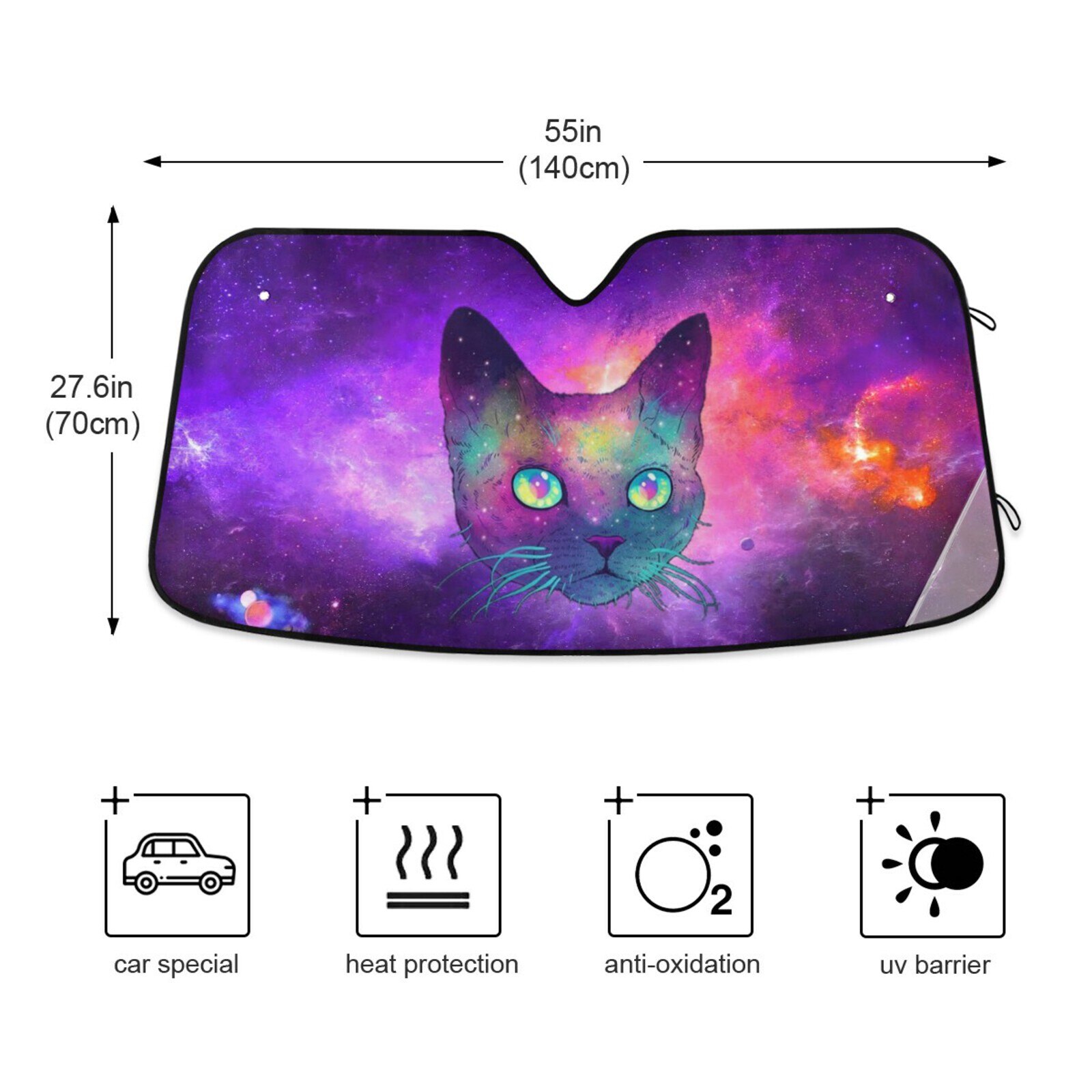 Zonneklep Voorruit Space Cat Print Venster Folies Aluminiumfolie Kleur Voorruit Zonnescherm Zonneklep Covers 2022