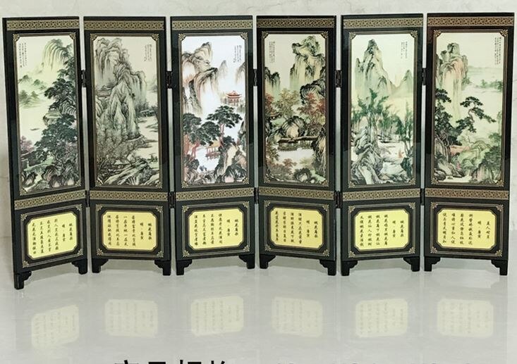 Small screen antique lacquer screen decoration Tang Bohu Chinese classical traditional handmade crafts and