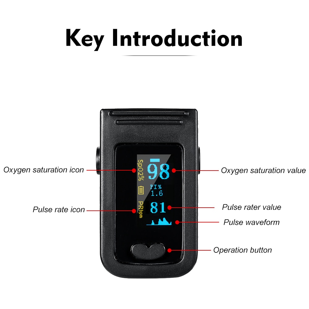 Digital Fingertip Pulse Oximeter OLED Blood Oxygen Sensor Saturation Mini SpO2 Monitor Pulse Rate Measurement Meter for Sports
