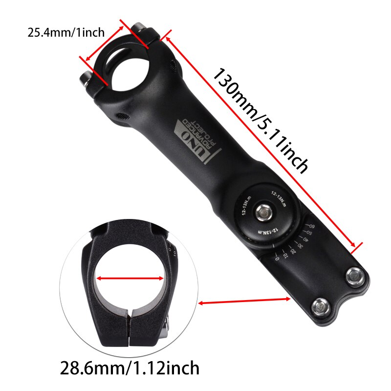 UNO Adjustable Stem Riser 0-60 Degree Mountain Bike Stem Extender Aluminum Alloy Handlebar Stem: 25.4x130mm