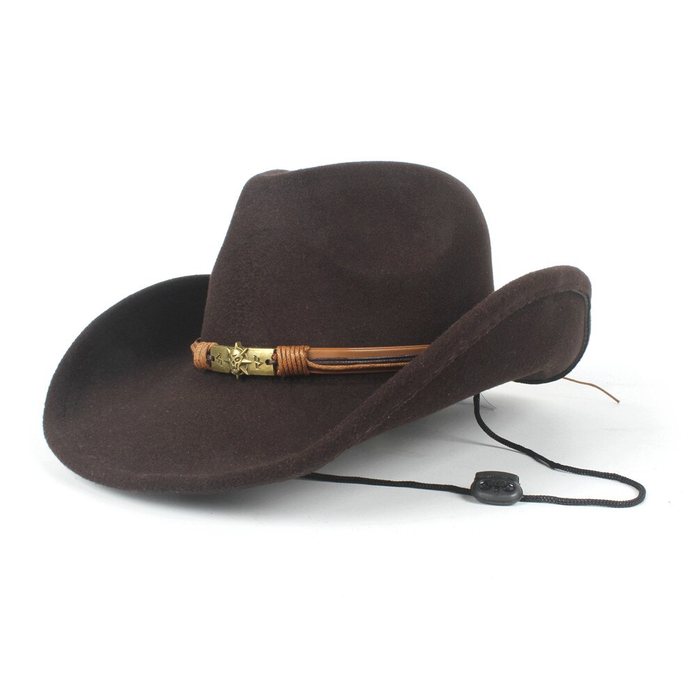 Lumoava naiset miehet villa ontto western cowboy hattu roll-up lieri herrasmies outblack sombrero hombre jazz cap tuuliköysi: Kahvia