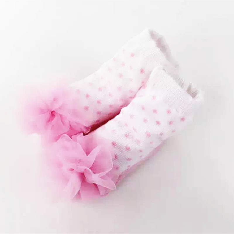 Pasgeboren Tulle Puff Sokken Baby Meisje Sokken Katoen Kids Kant Sokken Kerst Verjaardag Prinses Meisje Sokken met Bows Leuke roze: D