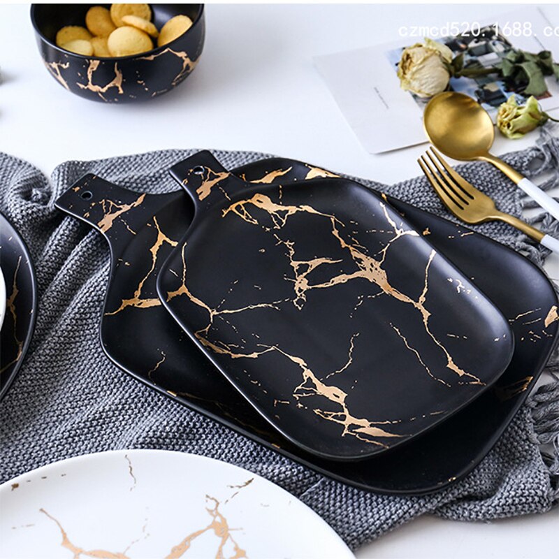 Zastawa stołowa złota marurowa, najlepsza, glazura, impreza, ceramika, procelana, talerze śniadaniowe, naczynia, kmiska na kluski, kubek na kawę, dla dekoracji