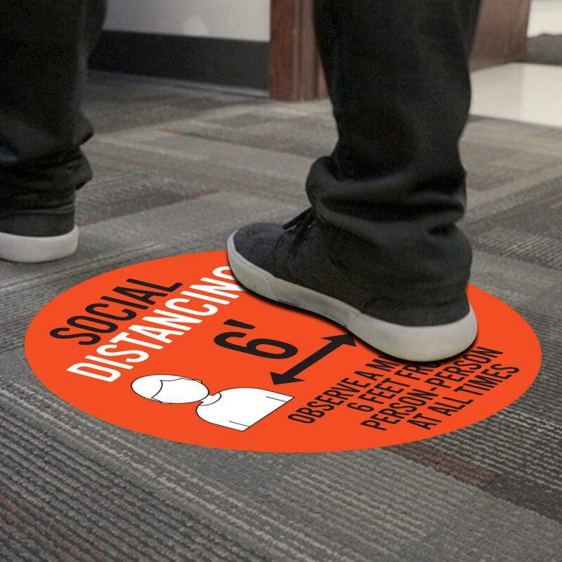 Social Distancing Floor Decals Safety Floor Sign Marker poster Maintain 6 Foot Distance Anti-Slip, Commercial Grade 11' Round
