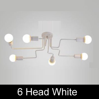 Sort guld nordisk moderne lysekrone belysning til stue soveværelse jern  e27 loft industriel vintage lysekrone lysglans: 6 hoved hvid