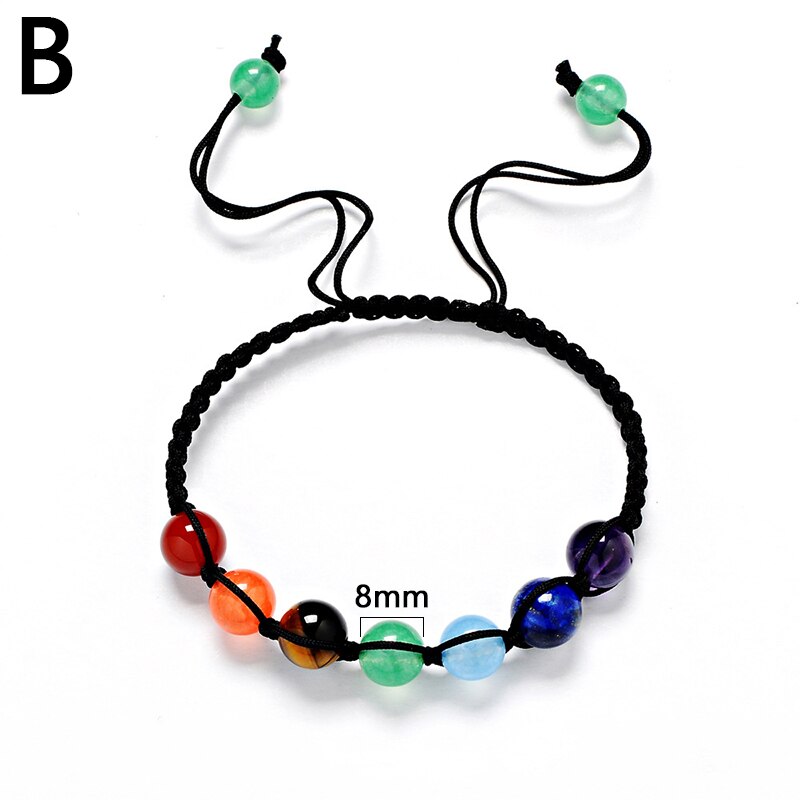 Einstellbar Armbänder Bunte Natürliche Stein Perlen Armbinde Handgemachte Geflochtene Hand Seil Armreifen Für Frauen Männer Schmuck: B