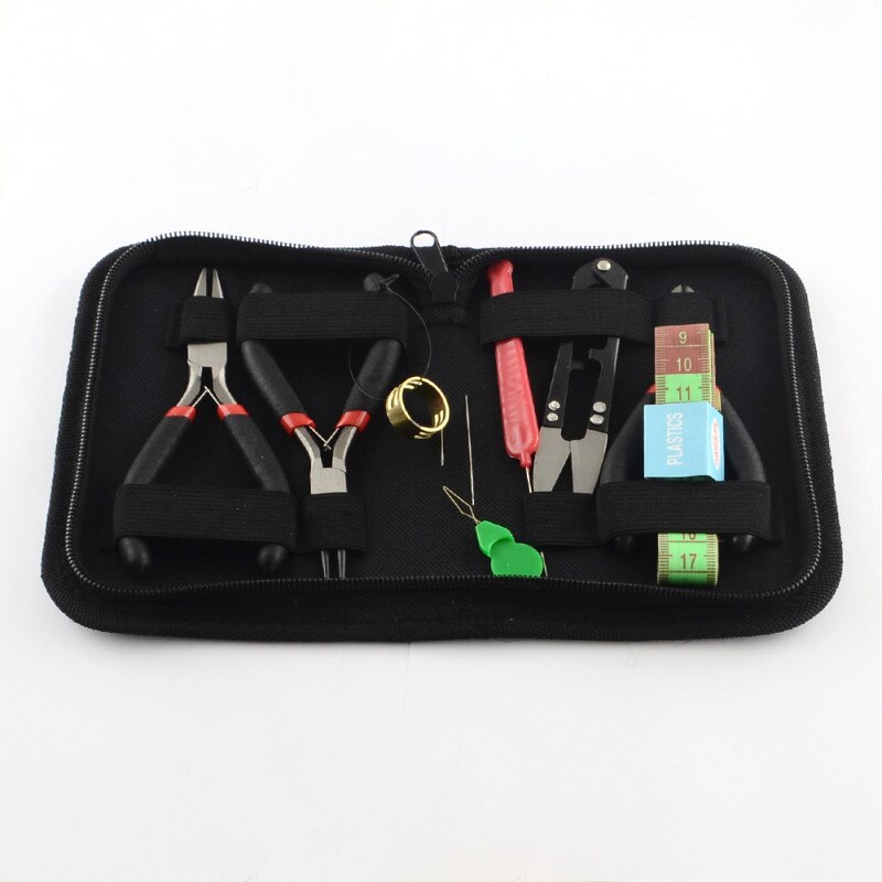 DIY Jewelry Tools Sets Nippers Repair Tool with Pliers Scissor Tweezers Vernier Caliper Tape Measure Pins Mixed Color F80