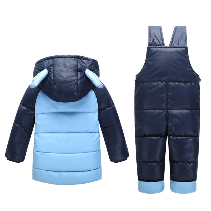 Kids Winter Jacket Overalls Down Jacket For Boys Girls Children Outerwear Toddler Baby Parka Jumpsuits Horse Coat Pant Set 2PCS