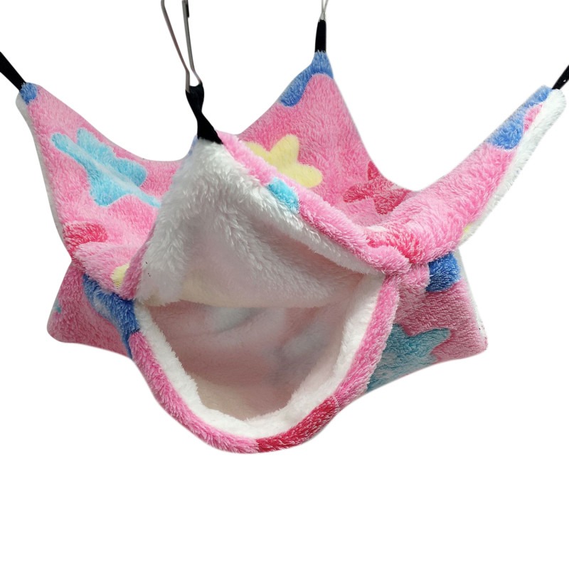 Dubbel Gelaagde Hamsterkooi Slaaphangmat Print Cavia Kleding Bed Knaagdier Hangmat Chinchilla Kooi Klein Huis: S / SCARLET