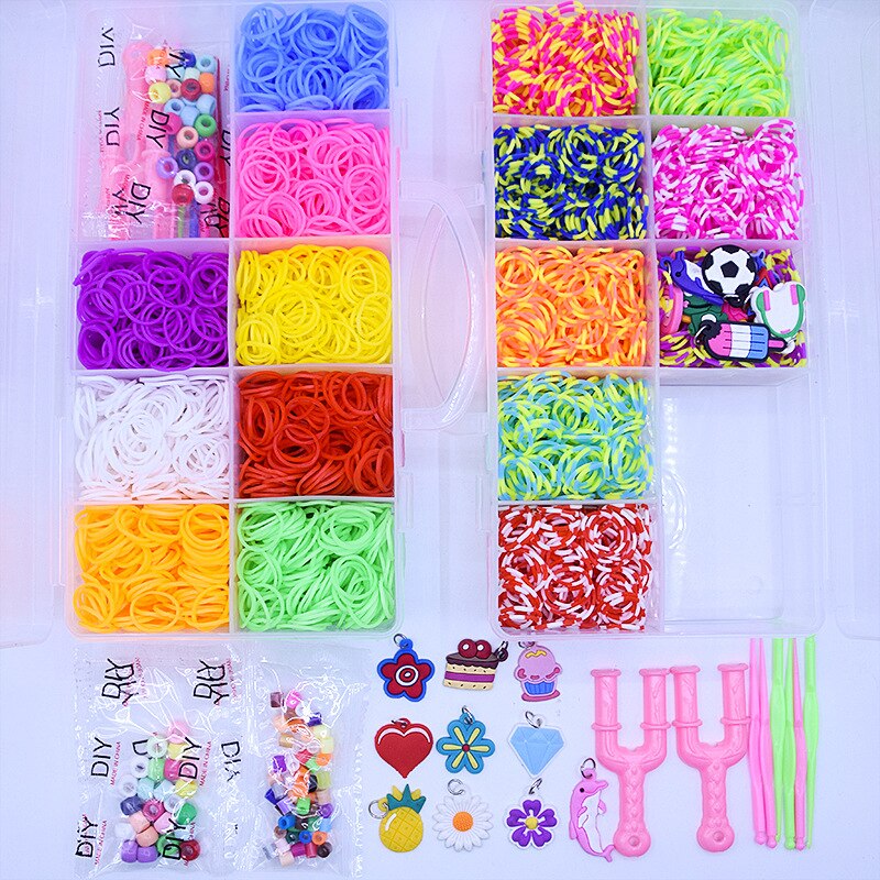 Rubber Loom Bands 2000pcs DIY Weaving Loom Kit Charmes Bracelet Making Kit With Storage Box Creavie DIY Toy Arts And Crafts For