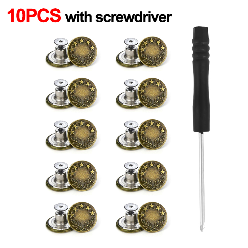 10 Stuks Jeans Knoppen Vervanging 17 Mm Geen Naaien Metalen Knop Reparatie Kit Nailless Verwijderbare Jean Knoppen Naaien Accessoires: Antique Copper