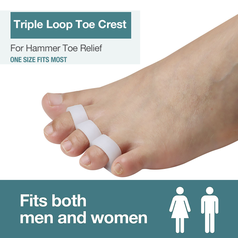 Pexmen 2Pcs/Bag Gel Toe Separators Toe Spacers Straightener for Bunions Hammertoe Overlapping and Claw Toes Reduce Foot Pain