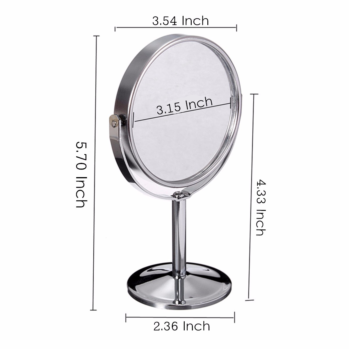 Metal Magnifying Cosmetic Mirror Double Sided Lady Table Desk Standing Dresser Make Up Mirror Round Desktop Rotating Mirror