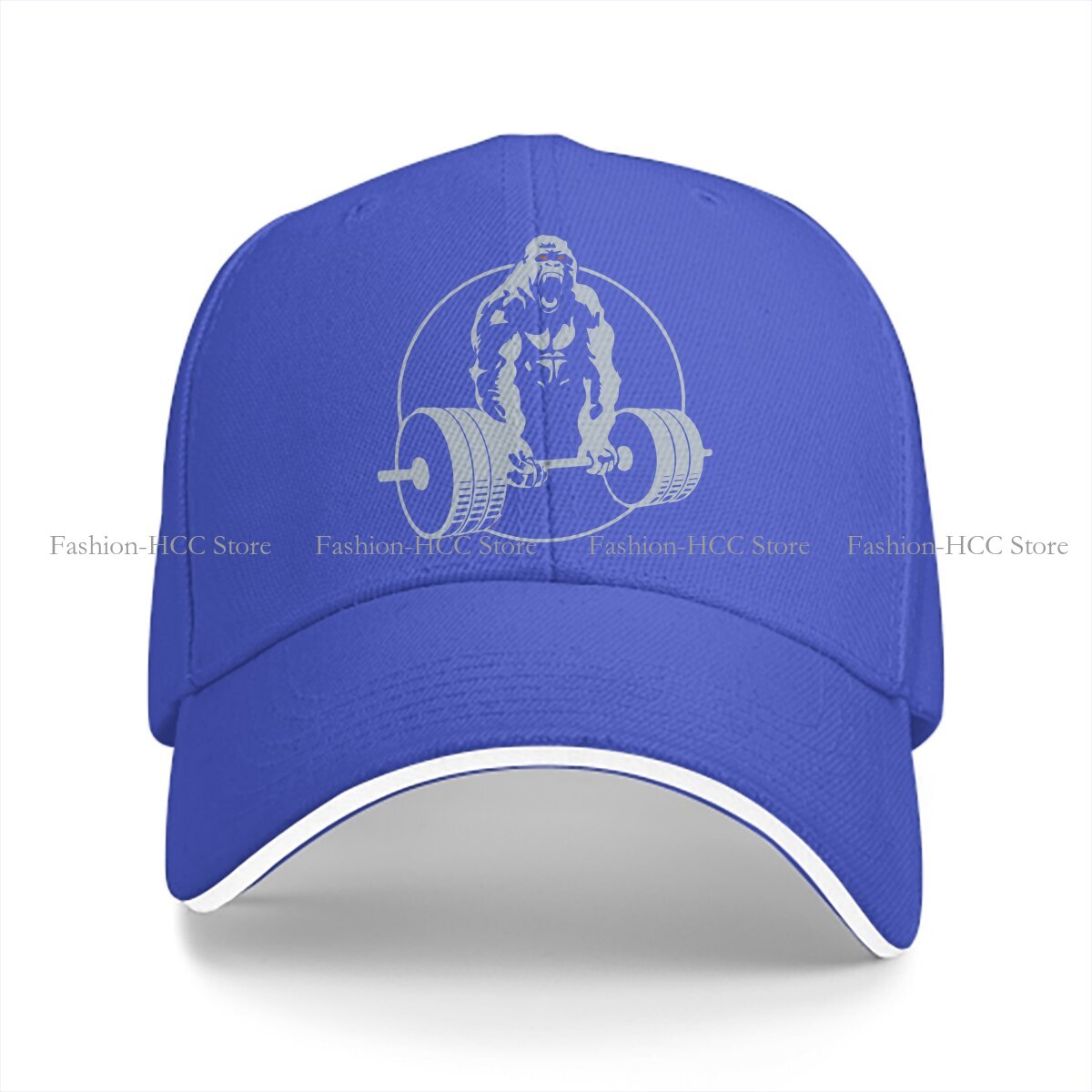 Washed Men's Baseball Cap Gym Gorilla Bodybuilding Fitness Trucker Snapback Caps Dad Hat Animal Weightlifting: Blue