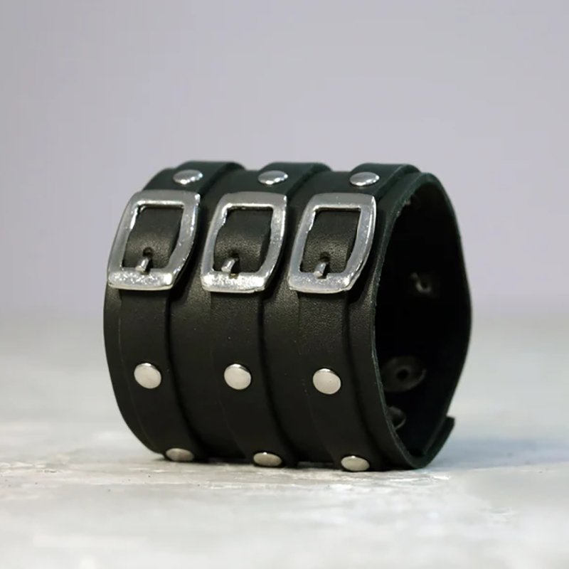 Vintage læderarmbånd armbånd manchet goth metal armbånd skjult spænde justerbar gothic punk armbånd herresmykker