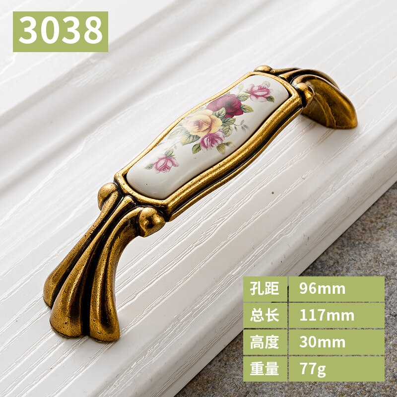 Light Luxury Kitchen Accessories Zinc Alloy Furnitur Handl Knob Flower Carved Yellow Kitchen Cabinet Storage Modern: Z9-96MM