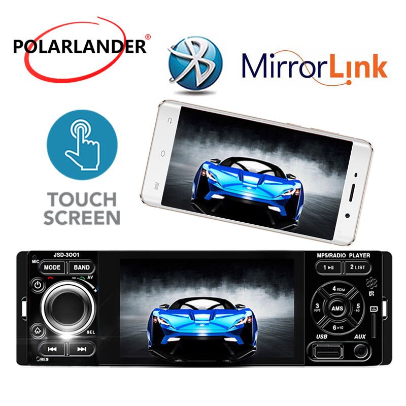 La Radio del coche 4 "1 Din estéreo pantalla táctil audio de coche espejo enlace radio cassette player Bluetooth cámara de Vista trasera de coche MP5 jugador