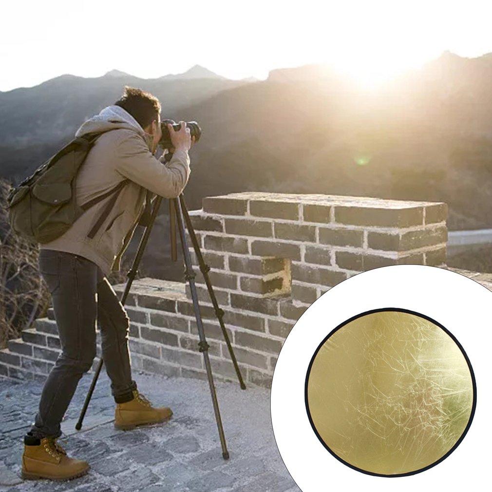 Twee-In-een Goud En Zilver Ronde Dubbelzijdig Reflector Opvouwbare Fotografie Reflector Voor Studio Fotografie