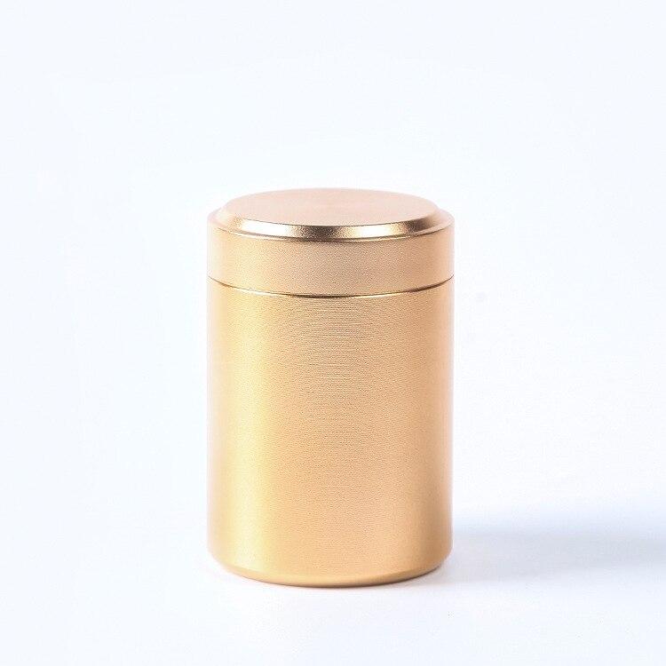 contenedor hermético a prueba de olores de 70ML, tarro de té de aluminio para alijo de hierbas, cajas para jarras de té MetalCan: Gold