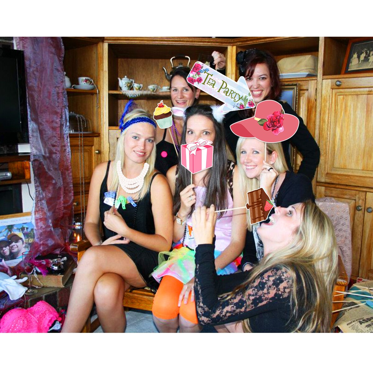 Tinksky 30 Pcs Funny Tea Party Photo Booth Props Party Accessories Decoration Favors Supplies