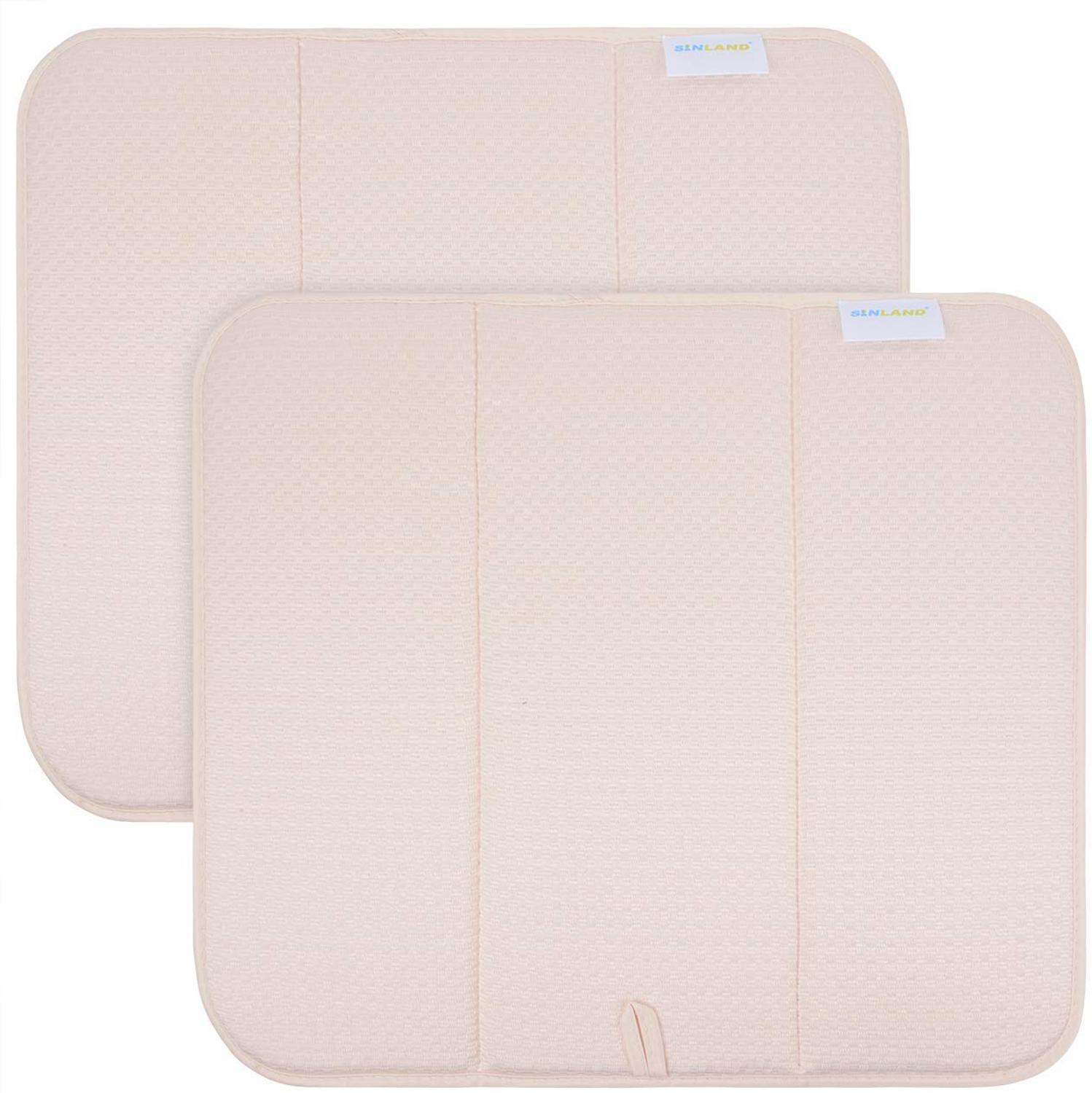 Sunland Home Microfiber Dish Drying Mat Dish Drying Rack Pads Kitchen Counter Mat Super Absorbent 16InX18In 2 Packs: cream