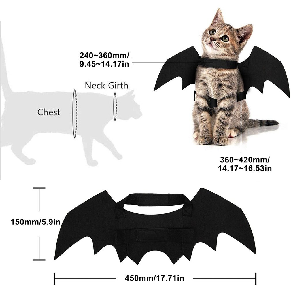 Pet Bat Wings Costume Kitten Puppy Halloween Party Cosplay Clothes With Cute Pumpkins Bells Pet Photo Props Accessories