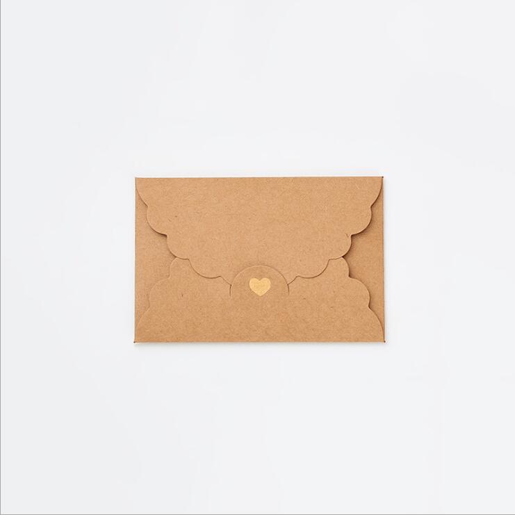 50pcs 10.5*7cm Pearlescent Kraft Paper Love Heart Envelope Mini Card Envelope Romantic Love Letter Paper Envelope
