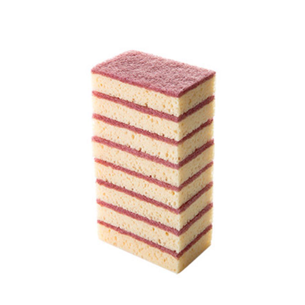 Esponja de algas marinas de doble cara, paño de limpieza de cocina, sartén antiadherente, almohadilla de fregado sin arena, esponja absorbente para lavar platos: 5pcs red