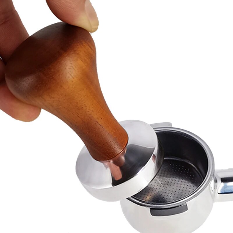 51mm 53mm 58mm espresso tamper koffie barista platte koffie tamper met houten handvat
