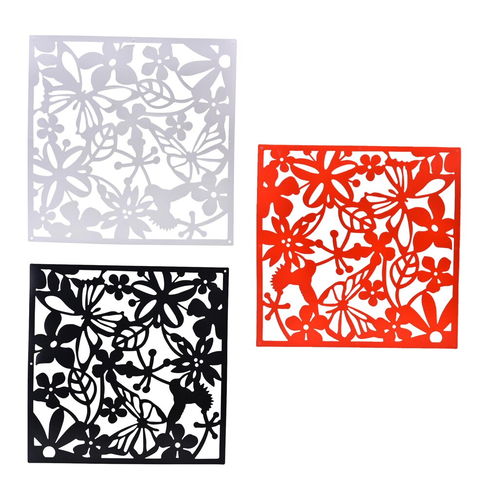 12 Pieces Butterfly Flowers Hanging Room Divider Screen Space Partition Wall Art White Black Red