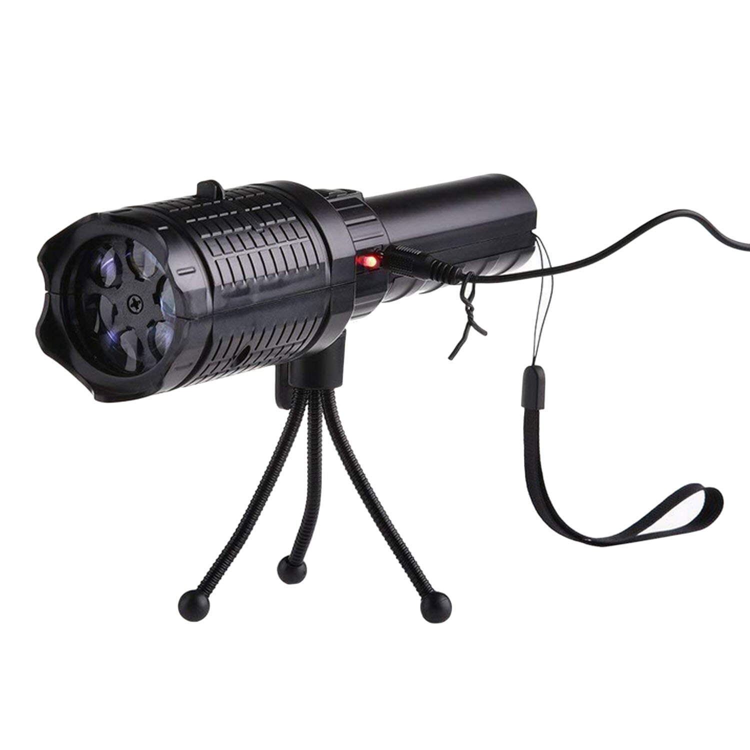 Draagbare 2 in- in-1 usb-aangedreven handheld led-projectorlamp met 6 diapatronen, statief voor kerstmis en halloween