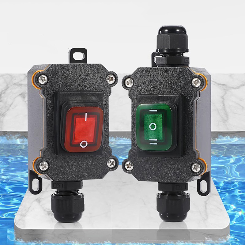Inline Power Cord 110V-220V 12V-24V Marine Rocker Switch On Off Waterproof IP67 Junction Box 20A High Current Connector Outdoor