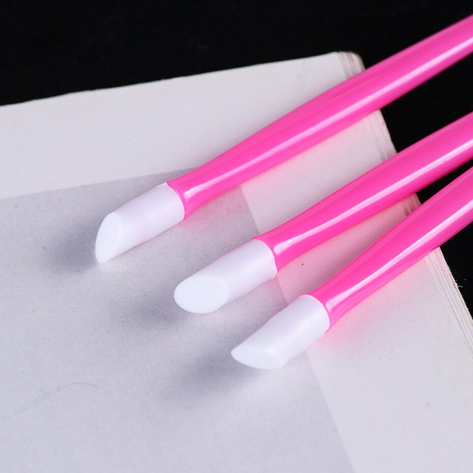 3Pcs Nail Cuticle Pusher Rubber Plastic Druk Pen Voor Stickers Glitters Pedicure Manicure Nail Art Tool Accessoires NTNC370