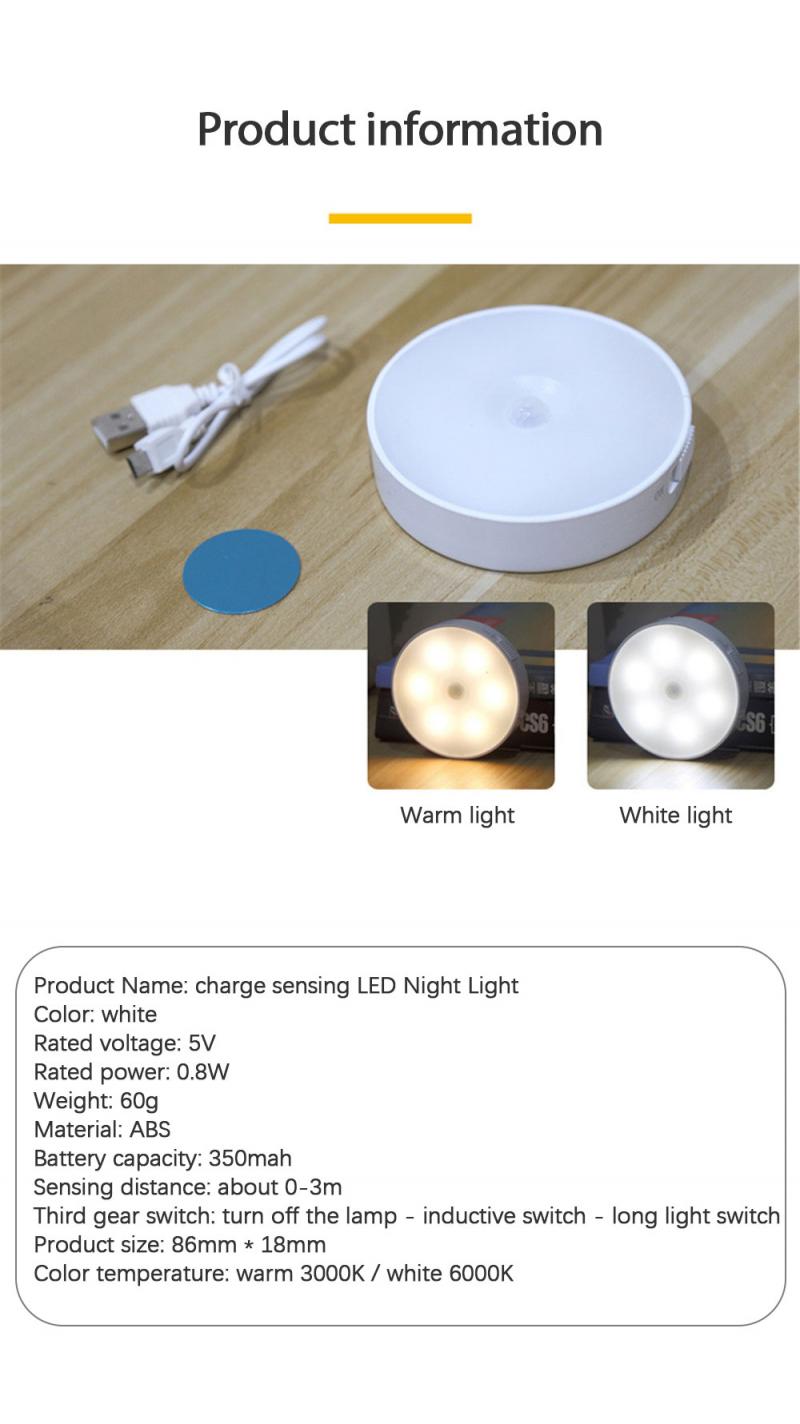 Draadloze bewegingssensor led-verlichting onder kasten, op batterijen werkende kledingkast, slimme puck-verlichting, nachtlampje voor keukenkastjes