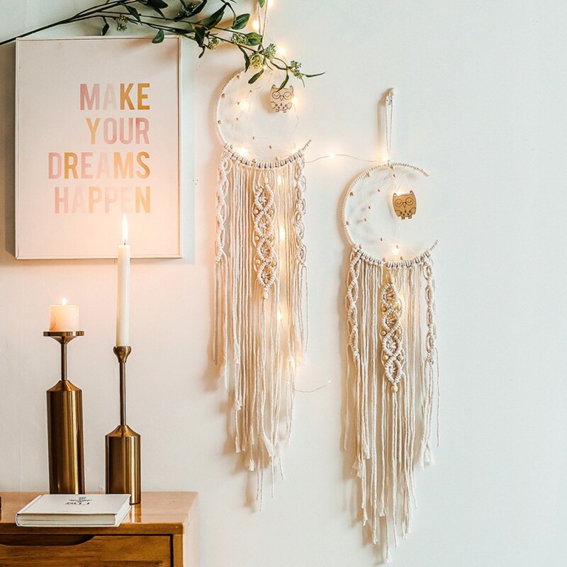 Boho stil dekorativ bomull vävd macrame vägghängande gobeläng för sovrum vardagsrum barnkammare för heminredning