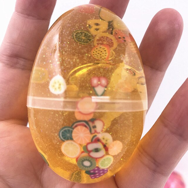 Juguetes Educativos niños Crystal Mucus huevo plastilina transparente Unisex Color sólido no puede comer limo fruta tierra Slimes día: E