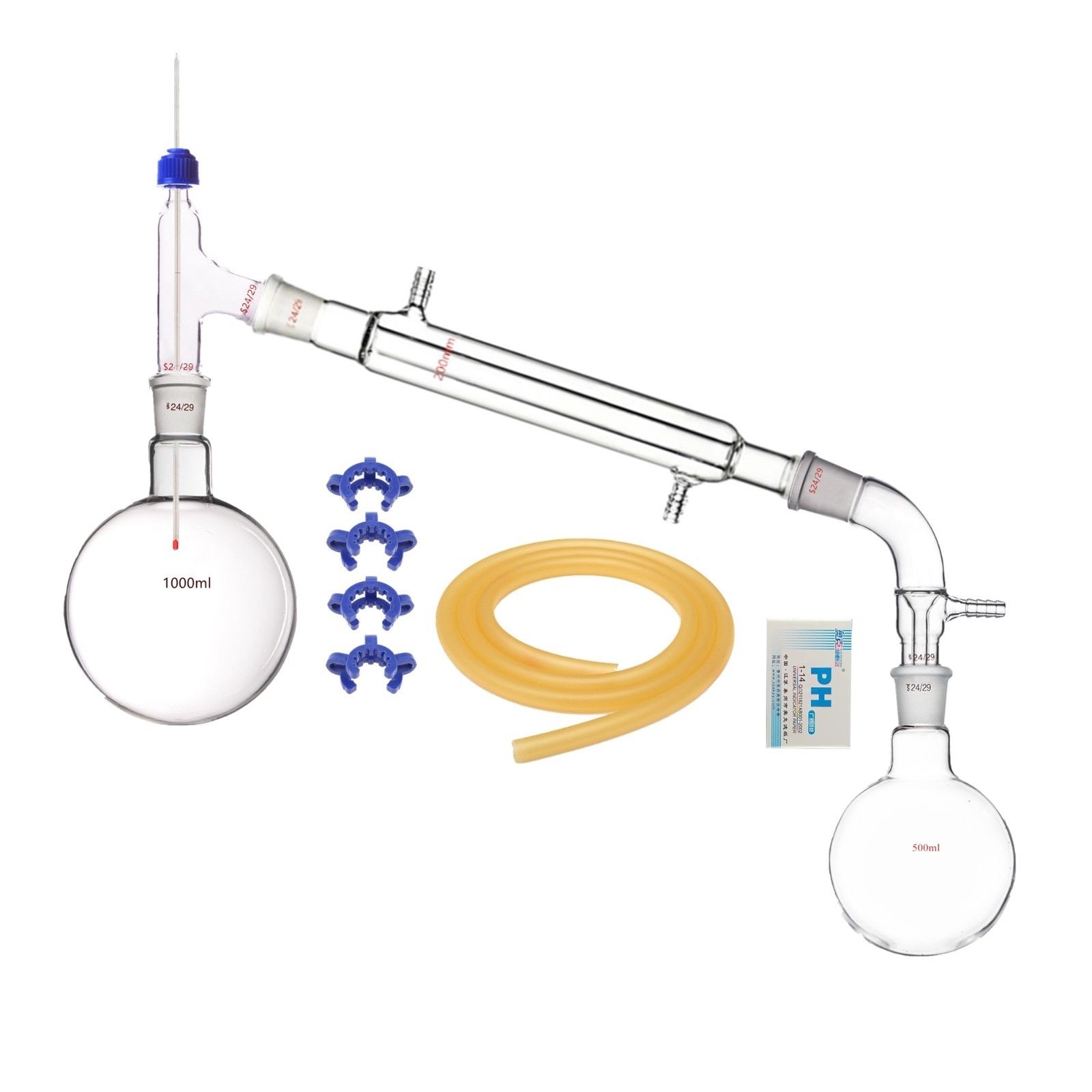 1000ml 24/29 Glass Distillation Apparatus,Laboratory Glassware Kit,1L Unit Set