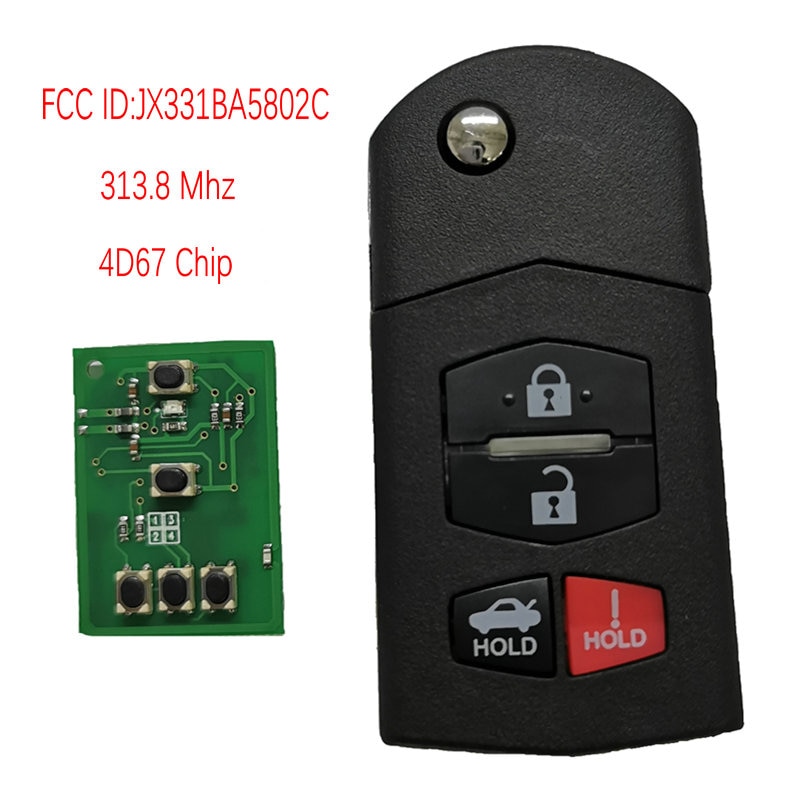 Datong Wereld Auto Afstandsbediening Sleutel Voor Mazda Fcc Id JX331BA5802C 313.8 Mhz 4D63 Chip Auto Smart Afstandsbediening Vervangen Auto sleutel