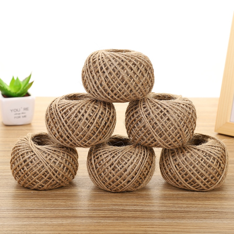 Rollo de hilo de Yute Natural, cuerda de arpillera de cáñamo, suministros de manualidades DIY, decoración para envolver de de boda, 30 m/rollo