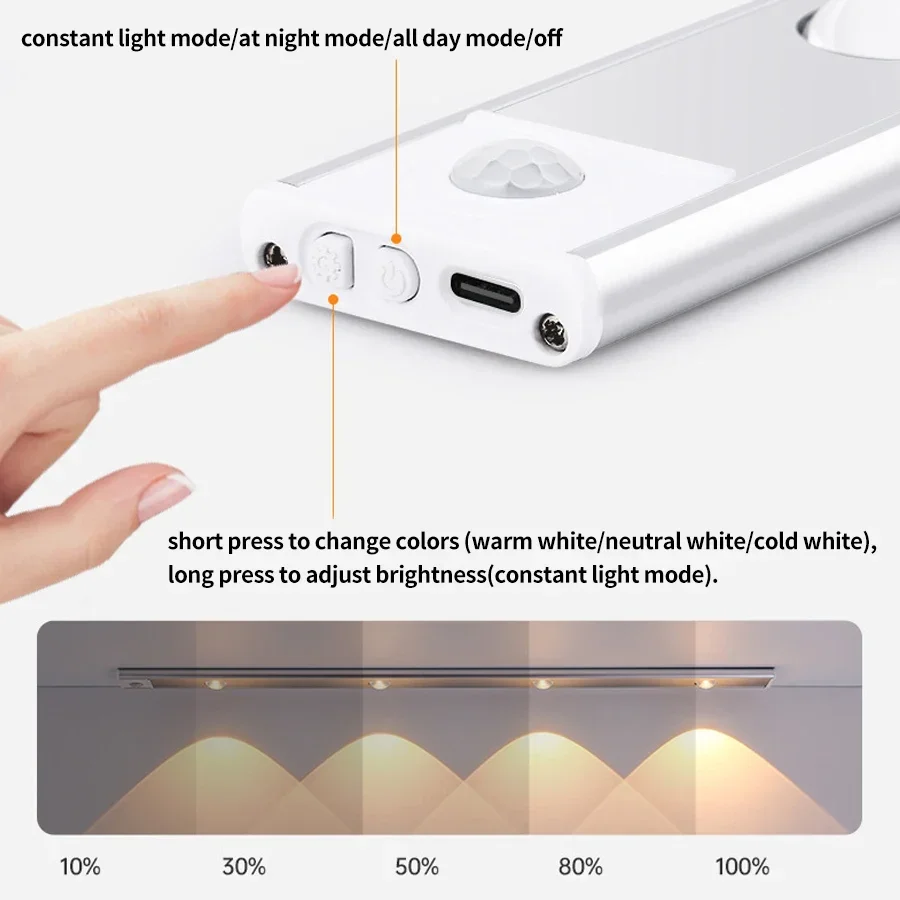 LED Bar Licht Motion Sensor USB Aufladbare Schrank Licht Für Küche Schlafzimmer Kleiderschrank Beleuchtung 20/30/40/50 cm Schrank Licht