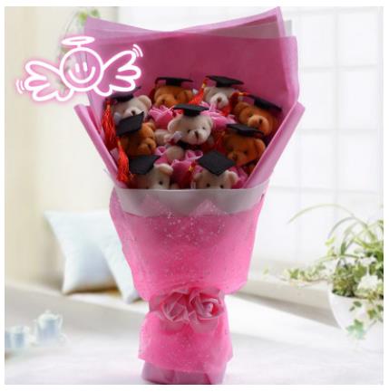 Arts beer hand holding cartoon boeket pop bloem graduation leraar Tanabata Valentijnsdag roze paars: Roze