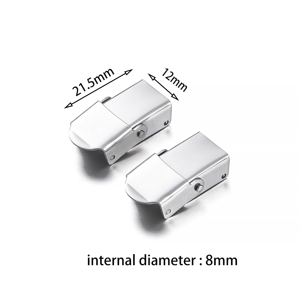 5 uds cierre de acero inoxidable gancho de mandíbula de engarzado cierres de correa de reloj conectar hebilla de encaje para DIY pulsera de silicona de cuero fabricación de joyas: BLANCO