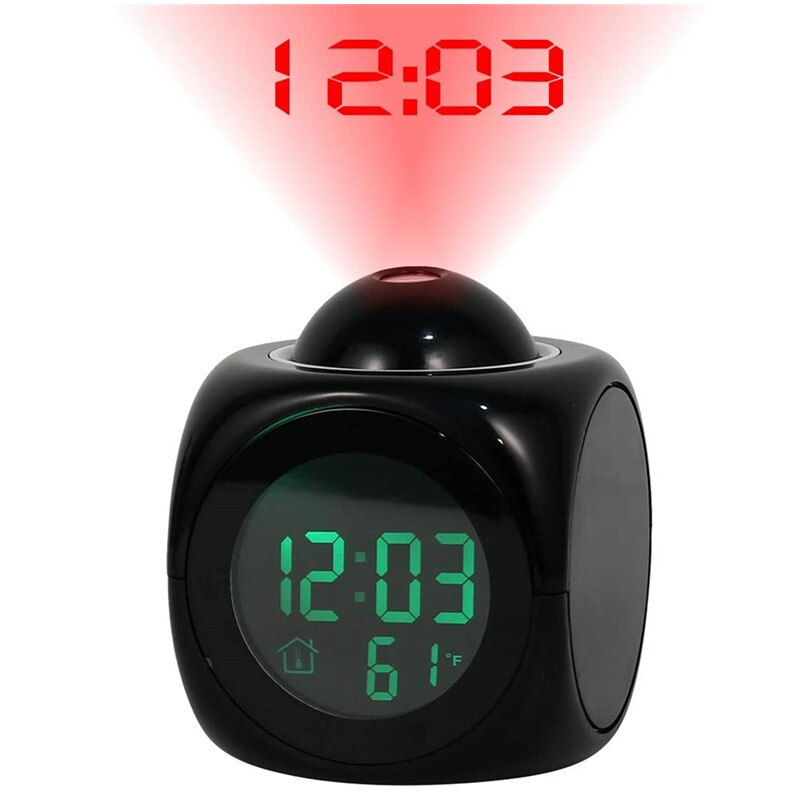 Auto LED Projector Alarm Clock Multi-function Digital LCD Voice Talking Table Clock With Display Projection Clock 12/24 Hour