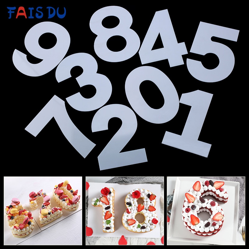 9 Pcs Plastic Multi-Size Digitale Cake Muffinvorm Verjaardagstaart Partij Diy Bakplaat Gebak Decoratie Tool