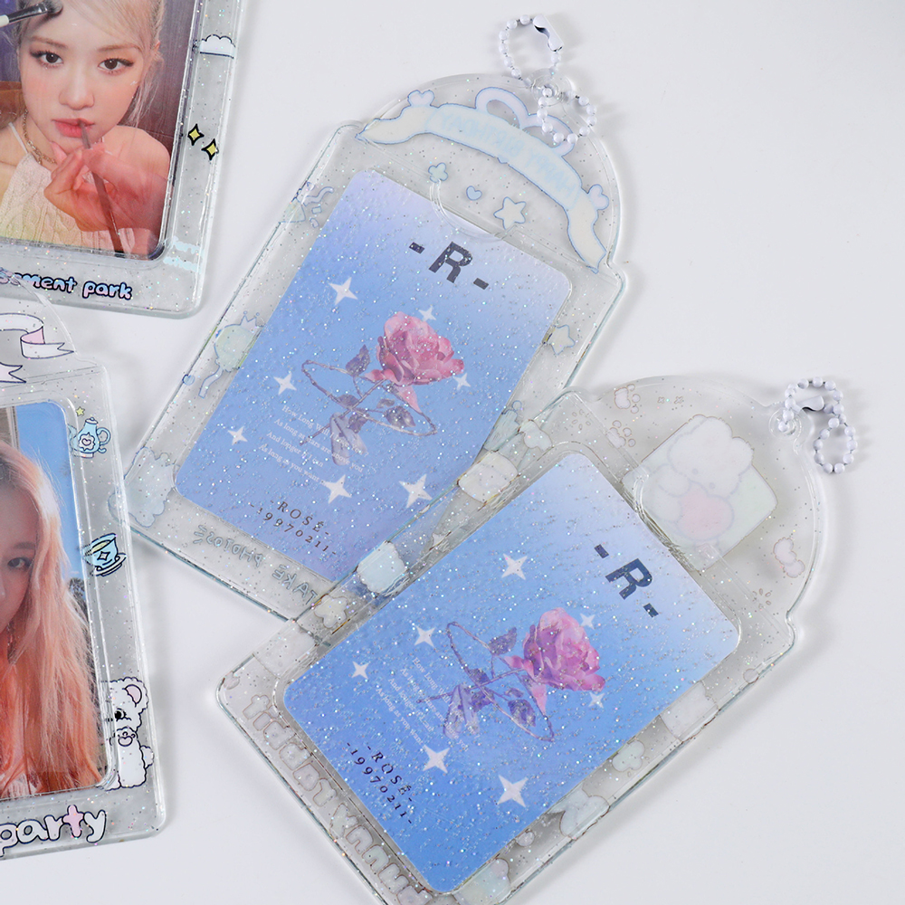 Neue Ins Glitter Star Transparent Kpop Fotokartenhalter 3-Zoll Idol Karte Schutzhülle Fotohüllen Schlüsselanhänger ID Bankkartenhülle