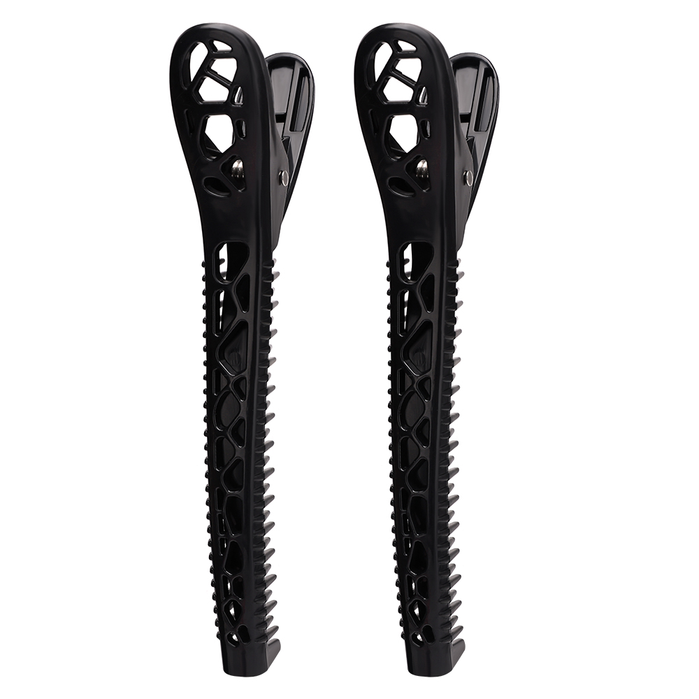 Pinzas para el cabello de cocodrilo, pinzas de peluquería, pinzas huecas, horquilla con cinturón dentado para peluquero, herramientas de estilismo de salón de agarre fuerte: Morado