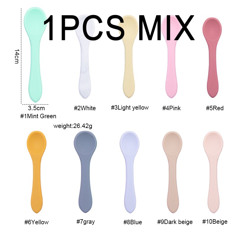 Baby Silicone Bowl Fork Spoon Straw Cup Set Silicone Bowl &amp; Spoon Learning Dishes Tableware Suction Bowl BPA Free Baby Product: 1PCS SPOON MIX