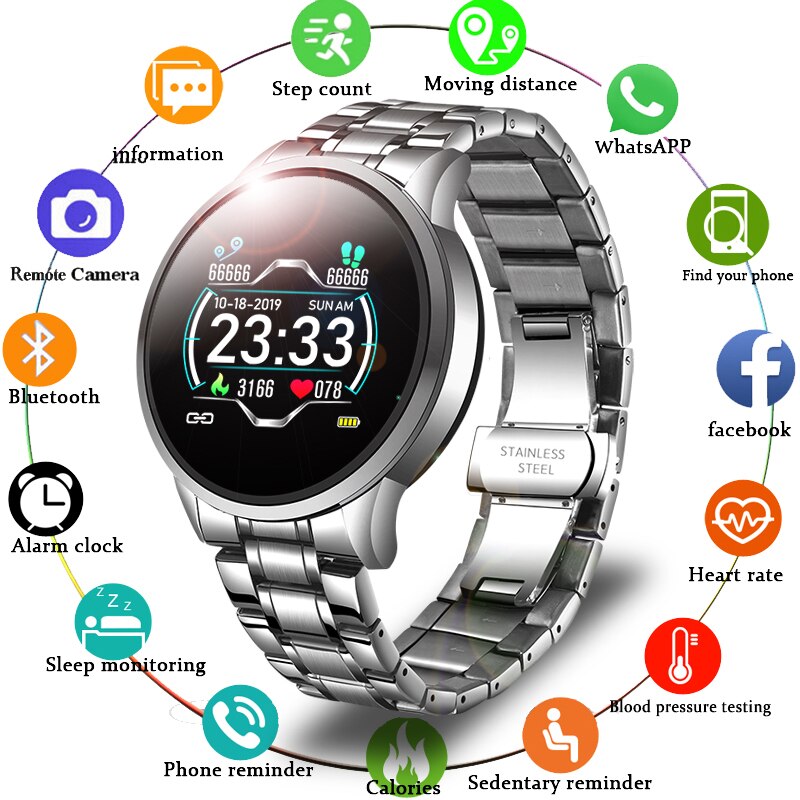 Luik Slimme Horloge Mannen Hartslag Bloeddruk Informatie Herinnering Sport Waterdicht Smart Horloge Voor Android Ios Telefoon