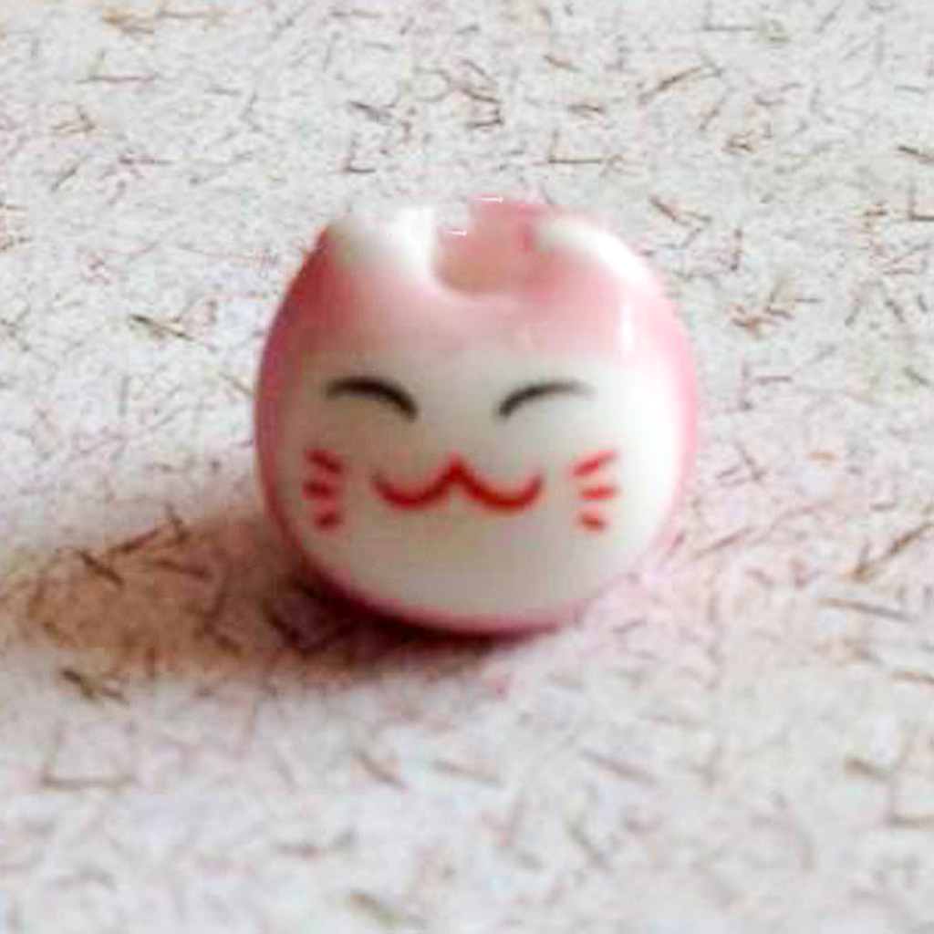 Cuentas de gato de la suerte para pulsera, Material de joyería hecho a mano, accesorios de cerámica pintados a mano, , número 9, 10 Uds., TMT07: Rojo