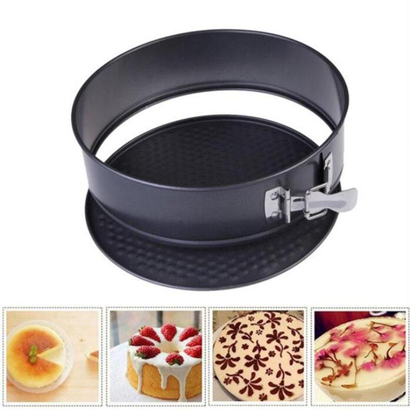 Round Cake Baking Tin Tray Pan For Kitchen Non Stick Spring Removable Pan Steel Carbon Form Bakeware C6K3